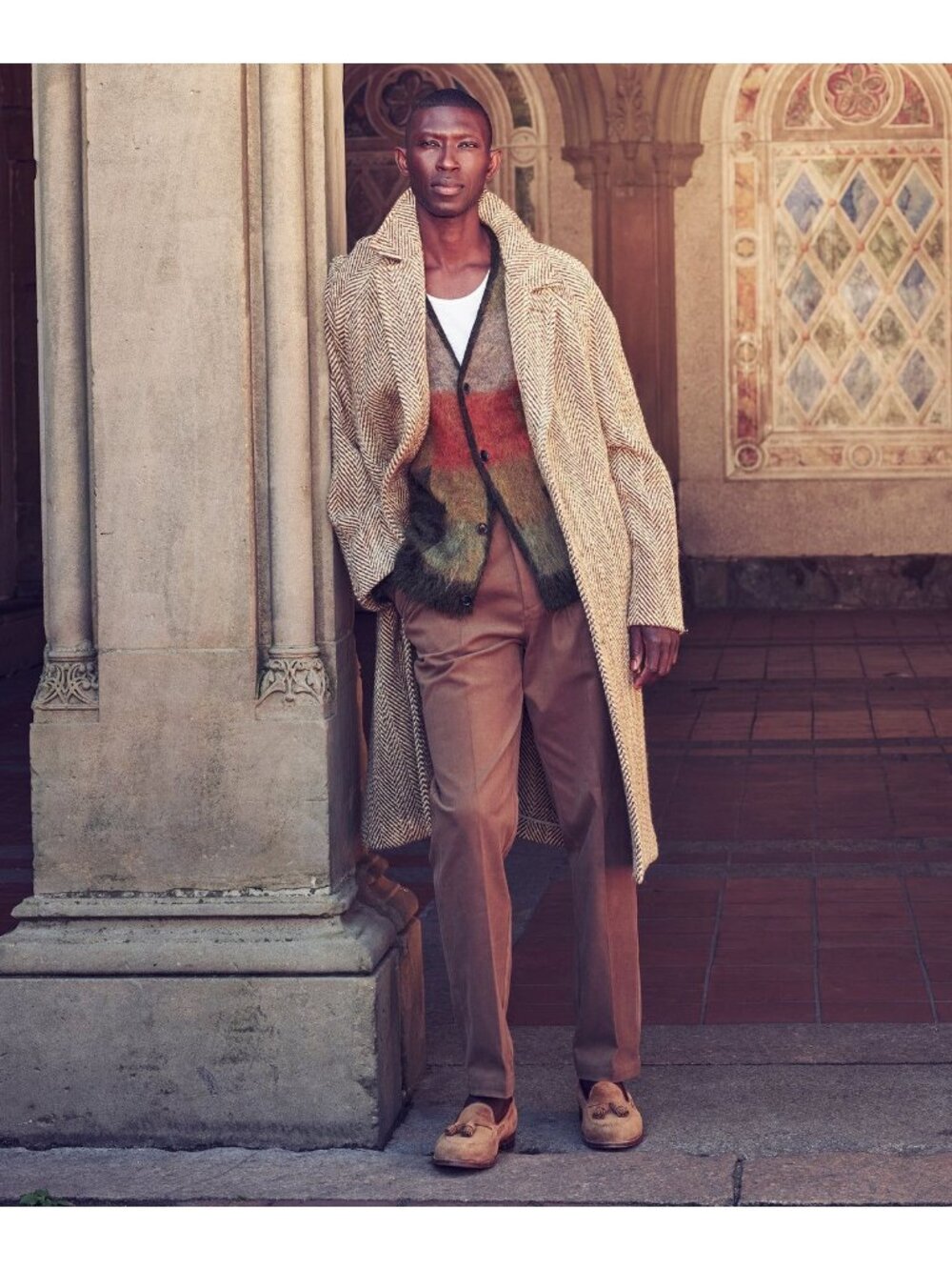 NWT $1498 Todd Synder Notched Collar Herringbone Long Topcoat Light Brown Size X